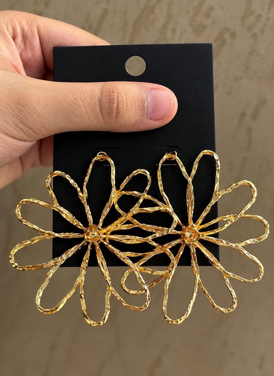 Aura Textured Daisy Statement Studs