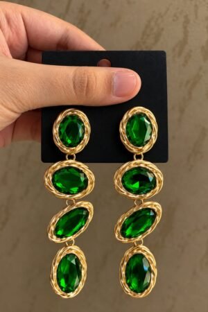 Emerald Cascade Twisted Oval Drops