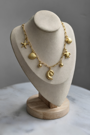 The Sahil Golden Marine Charm Necklace