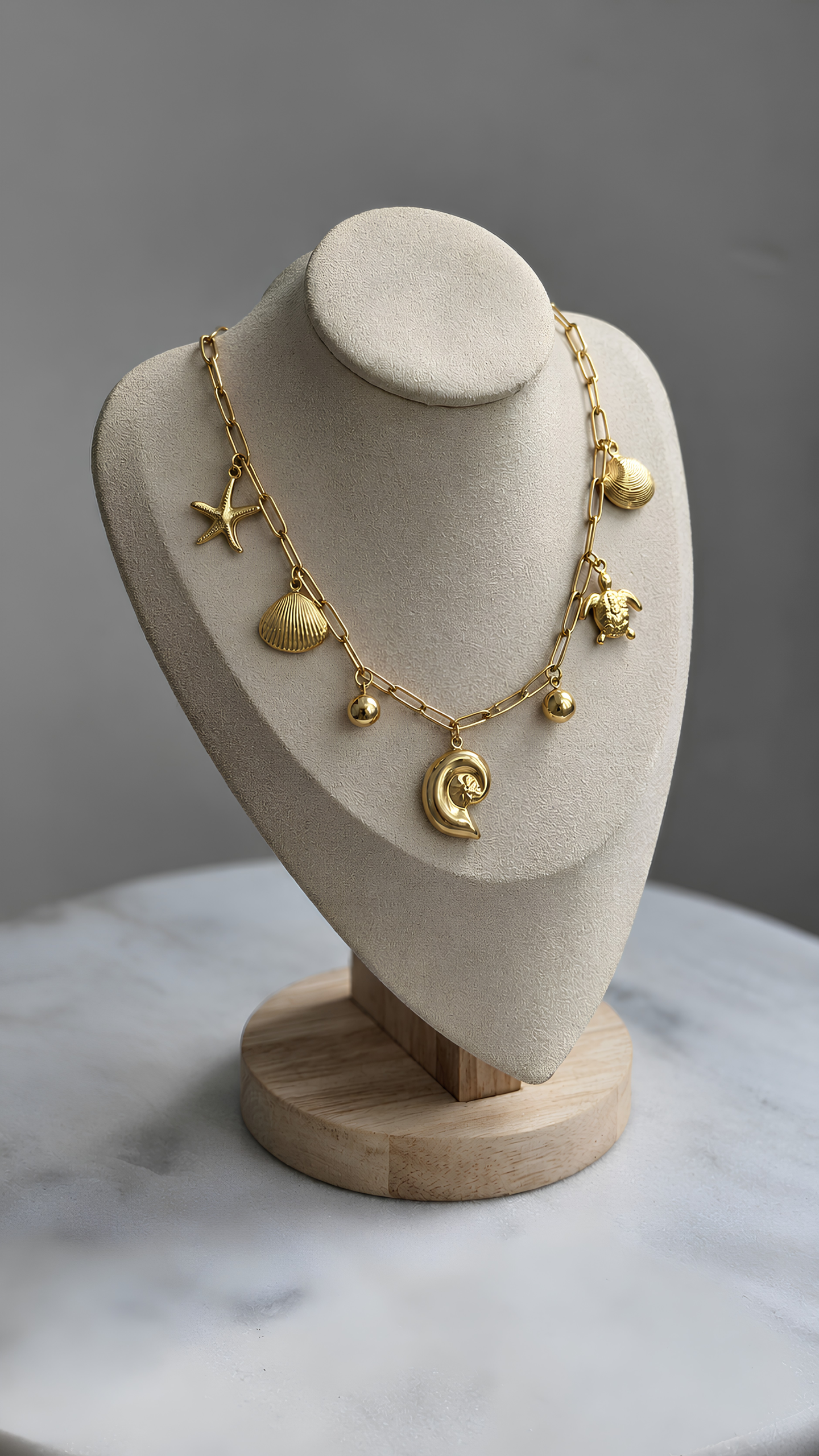 The Sahil Golden Marine Charm Necklace