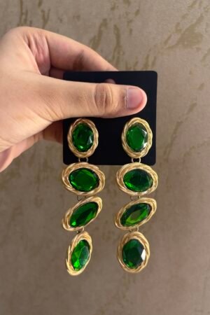Emerald Cascade Twisted Oval Drops