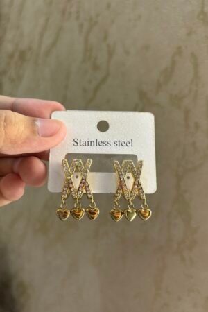 Amora Cross-Criss Dangle Heart Earrings