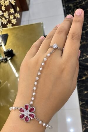 Ruby Bloom Pearl Hand Chain