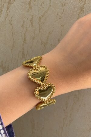 Amora Beaded Heart Statement Hand Cuff