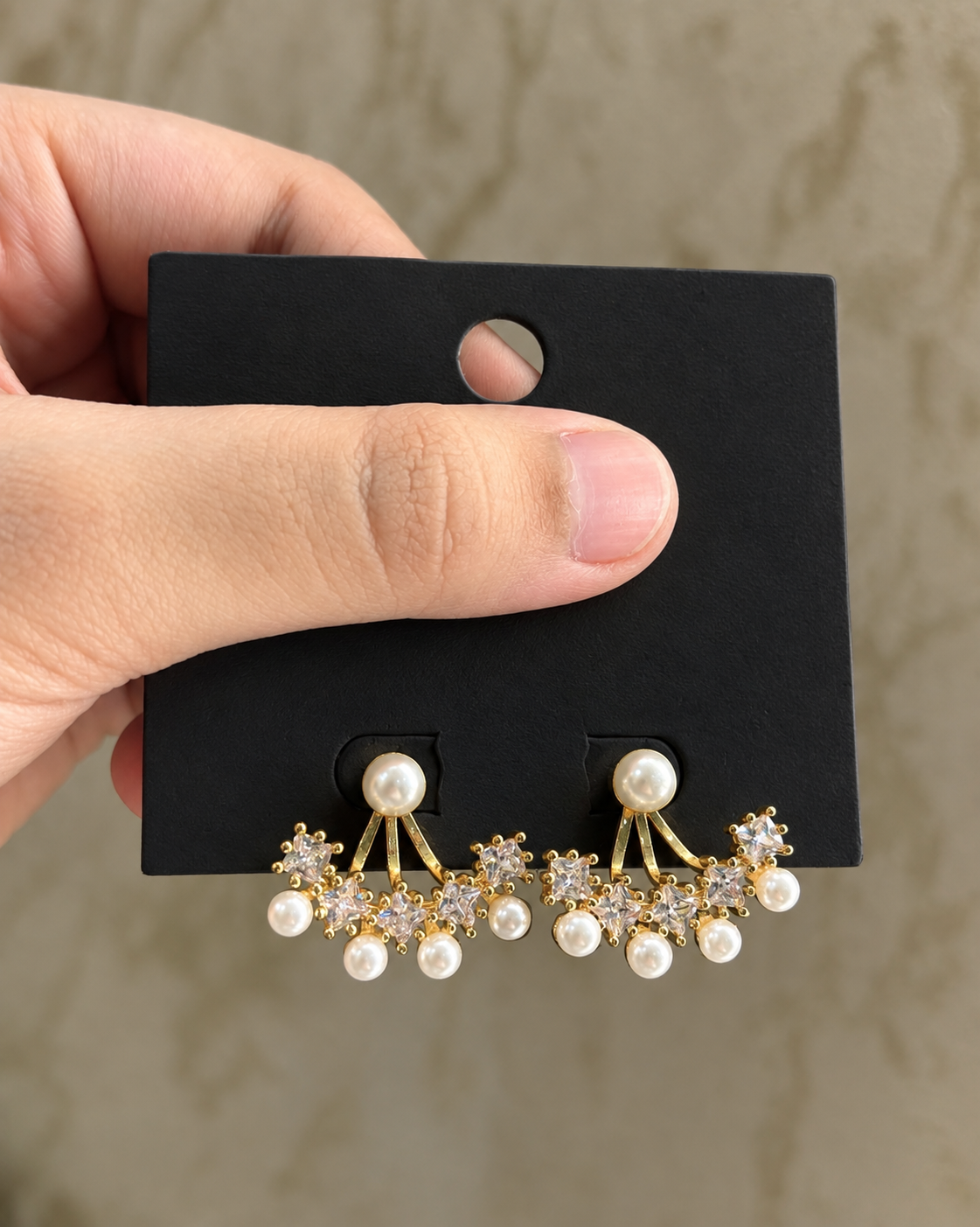 Aura Pearl & Crystal Ear Jacket Earrings