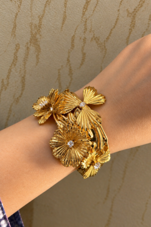 Fleur Sculpted Garden Statement Hand Cuff