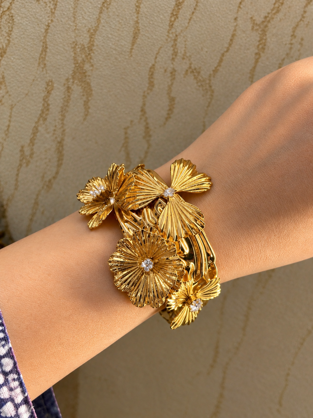 Fleur Sculpted Garden Statement Hand Cuff