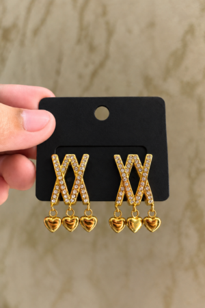 Amora Cross-Criss Dangle Heart Earrings