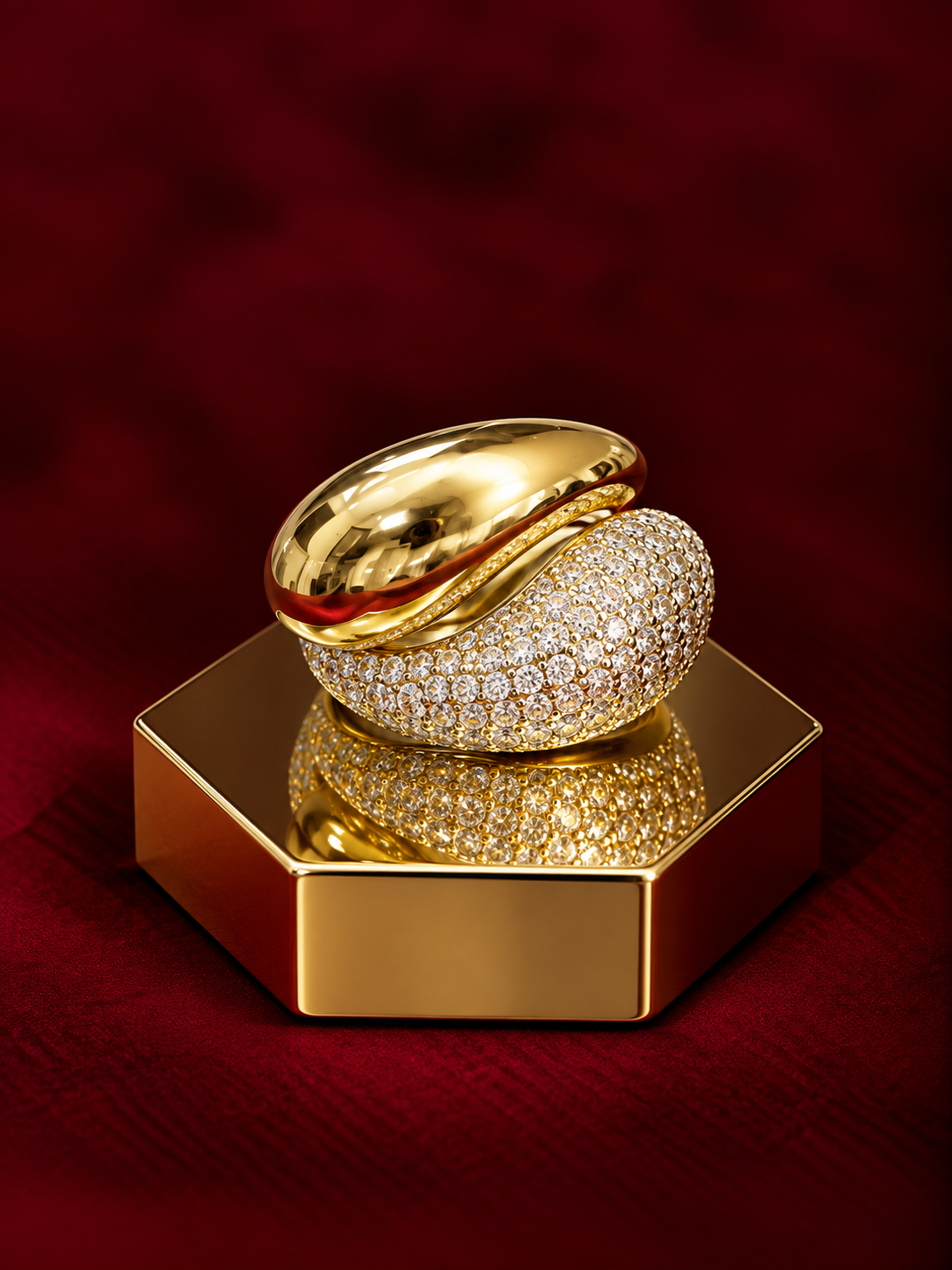 The Golden Swirl Dual-Dome Ring