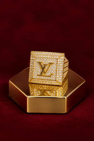 The Square Pave Monogram Signet Ring