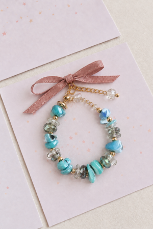 The Aquamarine Crystal Ribbon Bracelet