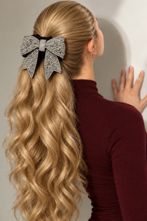 The Velvet Crystal Bow Ponytail Cinch