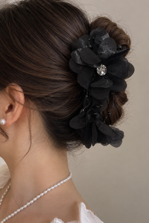 The Midnight Chiffon Floral Hair Claw