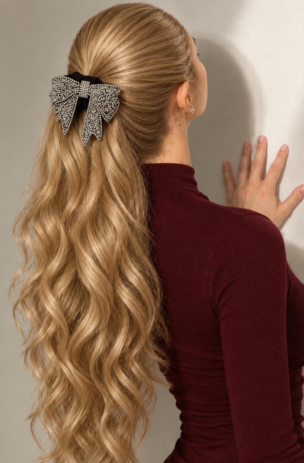 The Velvet Crystal Bow Ponytail Cinch