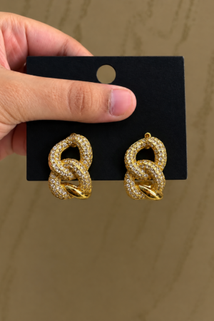 The Golden Pavé Chain Earrings