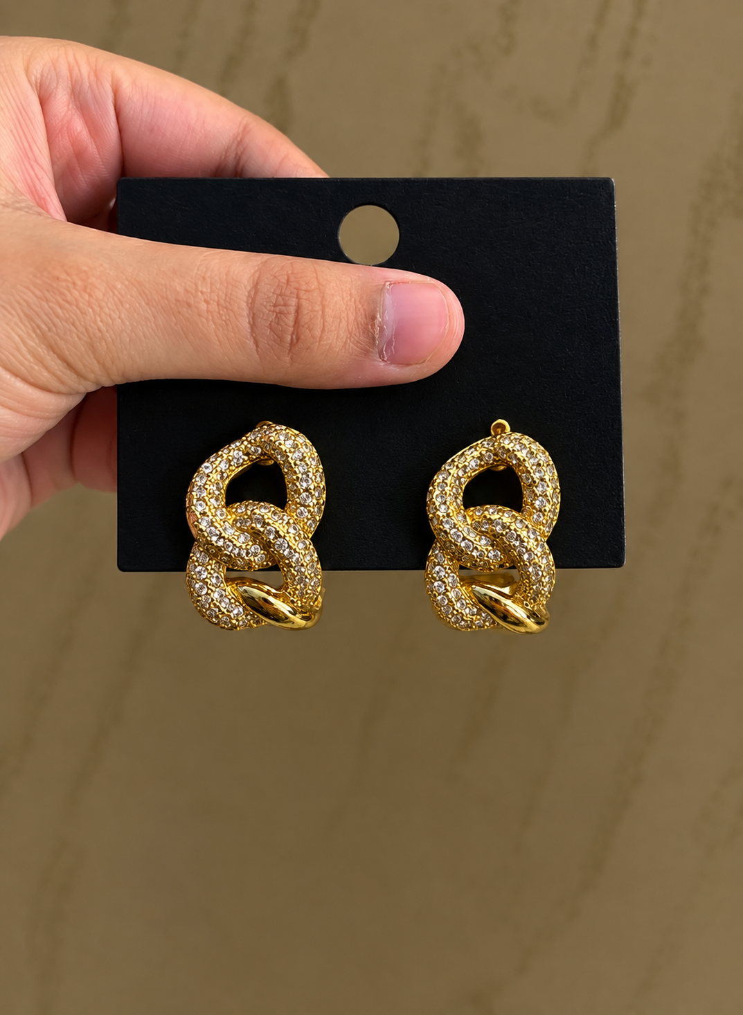 The Golden Pavé Chain Earrings