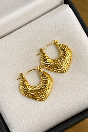 The Golden Textured Crescent Hoops